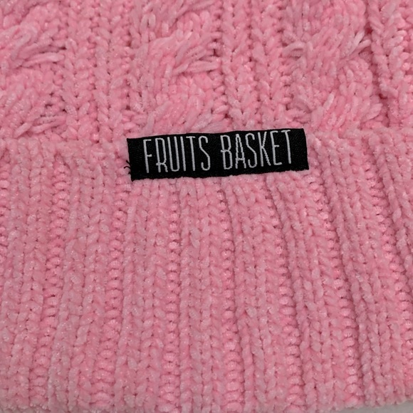Fruit Basket Group Pom Pink Beanie One Size - Picture 3 of 4